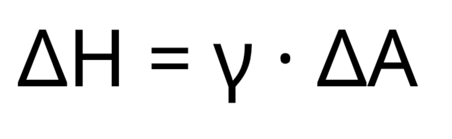 ΔH = γ · ΔA ΔH = γ · ΔA